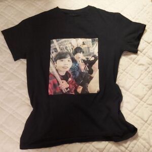BTS Bangtan Boys Black Graphic Picture Tee Shirt
